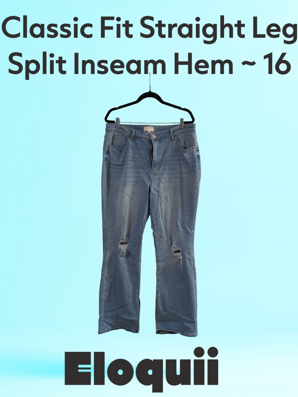 Eloquii Classic Fit Straight Leg Jeans - Split Hem Inseam